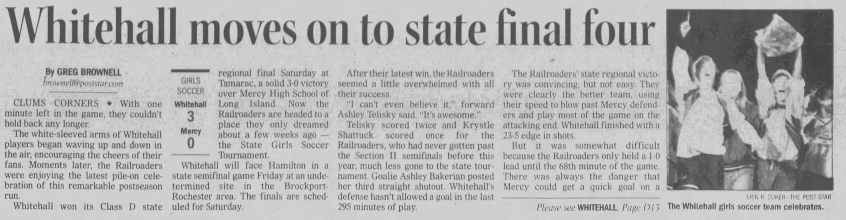 2001 Whitehall girls soccer